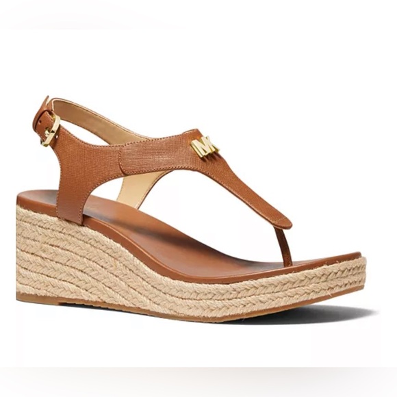 Michael Kors Tan Laney Thong Wedges NIB - Picture 1 of 7